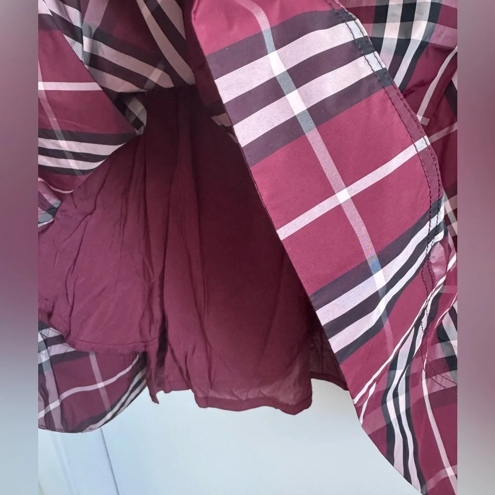 Anthropologie Maeve Plaid Maroon Tartan Burgundy Mini Puff Sleeve Dress Size S - Picture 10 of 15